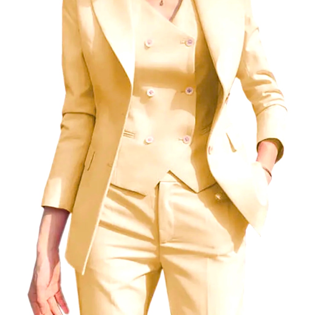 Business 3 Piece Suit In Teal And Cream M